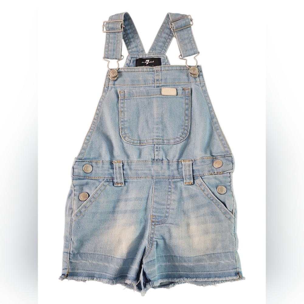 7 For All Mankind Baby/Toddler 24 Months Light Wash Denim Short Overalls